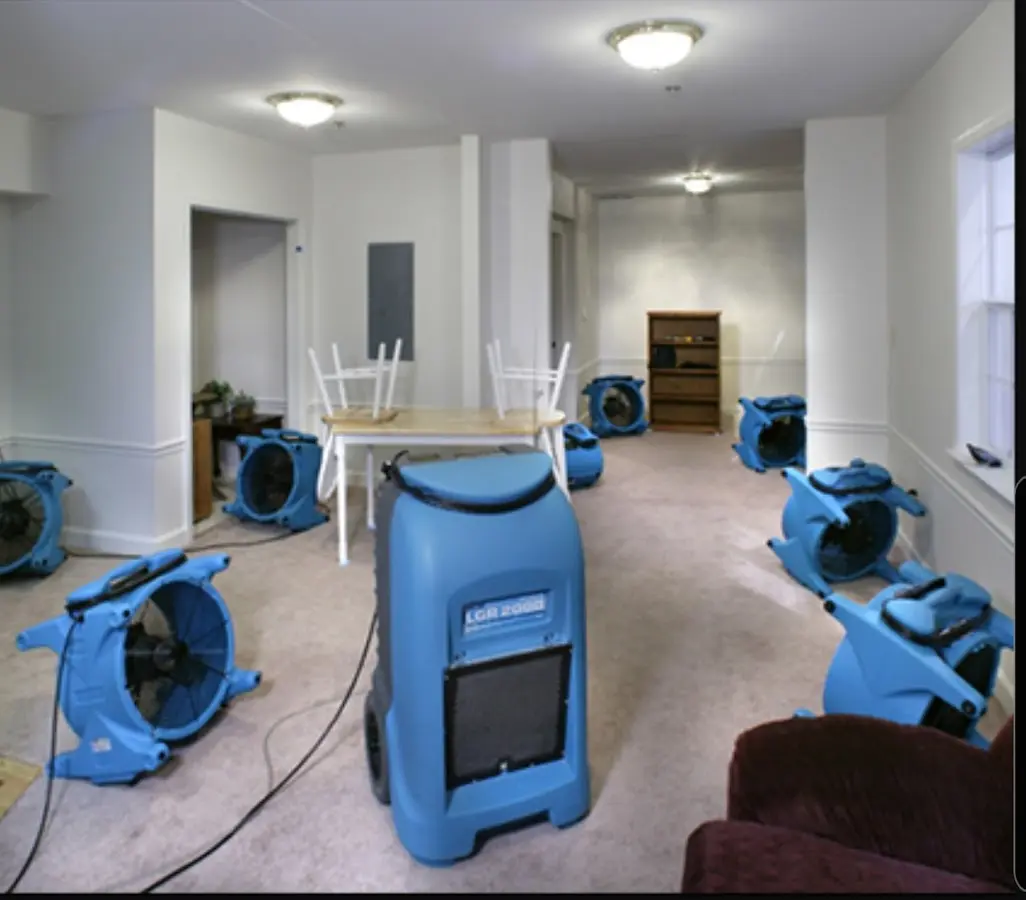 Air movers and dehumidifier setup for Water Extraction & Removal in El Monte